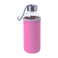 Gourde de sport en verre - 420 ml - revêtement néoprène rouge avec dragonne Gourde de sport en verre - 420 ml - revêtement néoprène rouge avec dragonne