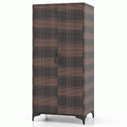 Helloshop26 - Armoire penderie 72 x 50 x 157 cm tringle de suspension 4 cubes de rangement style moderne en rotin pe marron 20_0010304 - marron métal