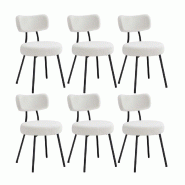 Helloshop26 - Chaises salle à manger lot de 6 tissu peluche dossier courbé chaises de cuisine rembourrées cader en acier modernes 12_0004989 - 3000 Helloshop26 - Chaises salle à manger lot de 6 tissu peluche dossier courbé chaises de cuisine rembourrées cader en acier modernes 12_0004989 - 3000