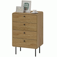 Helloshop26 - Commode 4 tiroirs chambre étroite 60 x 39 x 91.5 cm rangement sécurisé anti-basculement style moderne épuré en MDF 21_0003749 - Boi