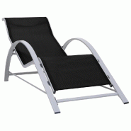 Helloshop26 - Transat chaise longue bain de soleil lit de jardin terrasse meuble d'extérieur textilène et aluminium noir 02_0012932 - noir aluminium