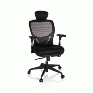 Hjh OFFICE Siège de bureau /  Fauteuil de direction VENUS BASE, assise tissu / dossier gris argenté / noir - gris polyester 657130