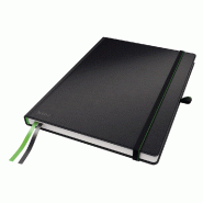 LEITZ Lot de 6 Cahier broché Complete A4, 80 feuilles ivoire 96 g/m² quadrillées 5x5, élastique de fermeture, couv. Rigide coloris noir - noir 447