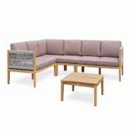 REMARQUABLE Salon de jardin d'angle 5 places en bois d'acacia et corde tissée - JORDA - 3700917630402