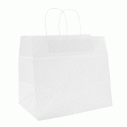 Sac kraft poignées torsadées blanc 32x21x28.5cm - par 250
