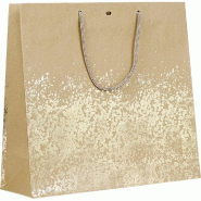 Sac papier kraft décor or poignées corde or eillet ferm. 35x13x33cm - par 12