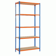 SimonRack Étagère Rangement 1800x800x400 mm, 5 niveaux, plateaux en bois, charge 150 kg par niveau, Bleu/Orange - Maderclick - métal 8435104937297