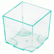 Verrine cube empilable PS vert d'eau 65ml 4,2x4,2x4,2cm - par 200