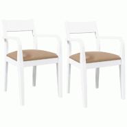 VidaXL Chaises à manger coussins 2 pcs blanc bois massif caoutchouc Modèle Vega StudioDesk Nordique - 4102514