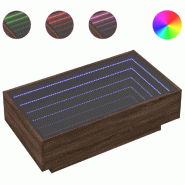 VidaXL Table basse avec LED chêne marron 90x50x30 cm bois d'ingénierie Modèle Versailles Chic - 847524