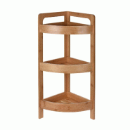WellHome - Étagère de salle de bain avec 3 tablettes en bambou 61cm - marron WH15337