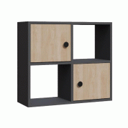 WellHome Loira - Bibliothèque 100 % en aggloméré plaqué mélamine, 72 cm, P : 25 cm, H : 62,6 cm - marron WH1981