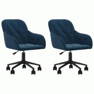 Chaises pivotantes à manger lot de 2 Bleu Velours Modèle Liberté Élite - 3103420