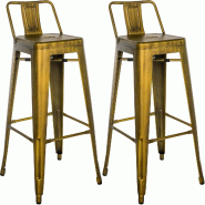 CLP Lot de 2 Tabourets de bar Mason Or - jaune métal 307504