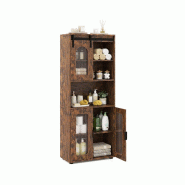COSTWAY Armoire bain style campagne avec porte coulissante, 60x30x150 cm - bronze Bois manufacturé VH35482OR