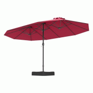 COSTWAY Parasol rond UPF 50+ avec socle 443x263 cm, manivelle, jardin, terrasse, marché, XXL rouge. - rouge métal ZB34484PQ-IZ