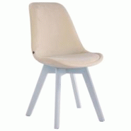 Décoshop26 - Chaise de salle à manger x1 design scandinave en velours crème et piètement à 4 pieds en bois blanc 10_0003290 - blanc 3000251501308 Décoshop26 - Chaise de salle à manger x1 design scandinave en velours crème et piètement à 4 pieds en bois blanc 10_0003290 - blanc 3000251501308