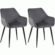 Décoshop26 - Lot de 2 chaises de salle à manger bureau salle d'attente en tissu velours gris foncé et métal noir 10_0001582 - gris 3000250557665 Décoshop26 - Lot de 2 chaises de salle à manger bureau salle d'attente en tissu velours gris foncé et métal noir 10_0001582 - gris 3000250557665