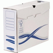Fellowes Lot de 25 Boîte à archives Bankers Box Basic, format A4+, larg. 100 mm, coloris blanc/bleu - 0043859655588