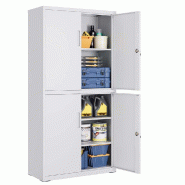 Helloshop26 - Armoire de garage à 5 étagères avec 4 portes armoire de bureau 40 x 80 x 180 cm 2 serrures étagères réglables en métal 12_0003980