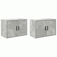 Helloshop26 - Lot de 2 armoires murales de garage 60 x 30 x 41 cm rangement pratique style contemporain en bois d'ingénierie gris 02_0051442 - gris B
