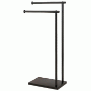 Helloshop26 - Porte-serviettes sur pied en l 35,5 x 20 x 78 cm double barre gain de place base lestée style contemporain en métal 21_0005862 - noir
