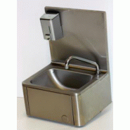 Lave-mains inox avec dosseret embouti et distributeur de savon - pré-monté avec robinet temporisé Lave-mains inox avec dosseret embouti et distributeur de savon - pré-monté avec robinet temporisé