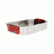 Mamù Plat à rôtir en aluminium blanc avec poignée en fer, grande capacité, usage professionnel (horeca, cuisine maison), 25 cm, COTDAROSXXXXXX25