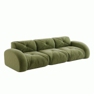 Merax canapé modulaire 3 places, canapé Cloud avec accoudoirs ronds, chenille douce, sans cadre près du sol, canapé lounge, vert - vert multi-mat�