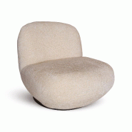 Now's Home - Fauteuil pivotant en tissu chenille beige 81x95x74cm  marlo - 3256390254074