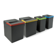 Poubelles pour tiroir de cuisine recycle, hauteur 266, 2x15 litres + 2x7 litres