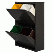 WellHome - Poubelle et recyclage Métallique à 4 compartiments de 68L (4x17L) de couleur Noir mat - 60x25x92cm - noir WH13709