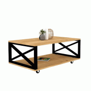 WellHome - Table d’appoint en aggloméré plaqué mélamine coloris marron pin 98x60x33,6 cm - marron WH1634 WellHome - Table d’appoint en aggloméré plaqué mélamine coloris marron pin 98x60x33,6 cm - marron WH1634