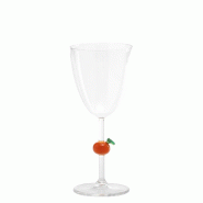 Zafferano Verre À Pied Teca Frutta En Verre Borosilicaté Décor Orange, Fabrication Artisanale - Lot De 1 Pièce - orange 8054040722486