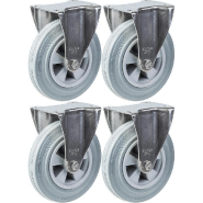 200mm 8" roulette en acier inoxydable caoutchouc gris, fixe, 820kg, jeu de 4 200mm 8" roulette en acier inoxydable caoutchouc gris, fixe, 820kg, jeu de 4