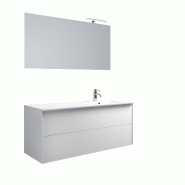 AQA Design Composition de salle de bain en mélamine avec baignoire à droite 4 pièces IGEA blanc mat L.121 P.46,5 H.190 MPIG41-O1 - blanc Bois manuf