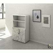 Armoire mi-haute mixte à portes battantes Luxury- Ofitres - Marbre_0