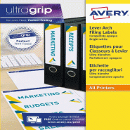 AVERY 175 étiquettes pour dos de classeur Laser blanches, format 192 x 38 mm (25 feuilles A4 / cdt) - blanc papier L4760-25