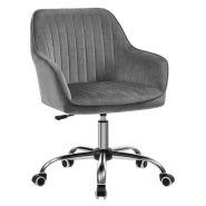 Chaise de bureau avec surface en tissu velours fauteuil pivotant siÈge ergonomique rembourrage en mousse hauteur rÉglable gris clair 12_0001304