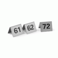 Chevalets de table numérotés, HENDI, Numéros 61-72, 50x35x(H)40mm - inox 663899