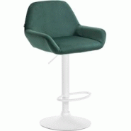 CLP Tabouret de bar Braga Velours avec pied en métal réglable et pivotant Vert foncé/Blanc - vert textile 320911 CLP Tabouret de bar Braga Velours avec pied en métal réglable et pivotant Vert foncé/Blanc - vert textile 320911