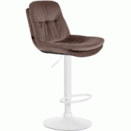 CLP Tabouret de bar Laurel velours Marron/Métal blanc mat - marron textile 323969 CLP Tabouret de bar Laurel velours Marron/Métal blanc mat - marron textile 323969