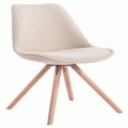 Décoshop26 - Chaise de salle à manger design scandinave en tissu crème et pieds en bois clair forme rond 10_0008309 - 3000266582996
