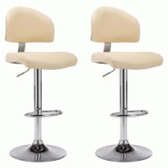 Décoshop26 - Lot de 2 tabourets de bar chaises hautes avec dossiers en PVC crème et acier DEC029656 - 3000257484377 Décoshop26 - Lot de 2 tabourets de bar chaises hautes avec dossiers en PVC crème et acier DEC029656 - 3000257484377
