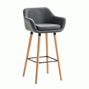 Décoshop26 - Tabouret de bar x1 design scandinave en PVC gris cadre en bois repose-pieds en métal 10_0006136 - gris métal 3000265405890