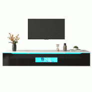 Meuble TV Merax Lowboard, meuble TV brillant, couleurs assorties noir et blanc, avec éclairage LED à changement de couleur - noir multi-matériau WF