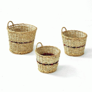 Paniers avec ruban tartan et une poignée Ø 41 x H 29 + Ø 33 x H 24 + Ø 28 x H 20