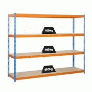 PROREGAL Étagère pour charges lourdes BIG WOOD YETI FOUR | HxLxP 200x120x75cm | Charge du compartiment 400kg | Bleu-orange - gris métal PR_RS20-07 PROREGAL Étagère pour charges lourdes BIG WOOD YETI FOUR | HxLxP 200x120x75cm | Charge du compartiment 400kg | Bleu-orange - gris métal PR_RS20-07
