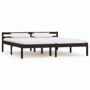 VidaXL Cadre de lit sans matelas marron foncé pin massif 160x200 cm Modèle Fervessal - 283206