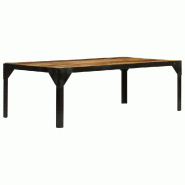 VidaXL Table basse Bois massif de manguier brut et acier 110 cm Modèle Atlas Office Pro Vintage - 246631XL
